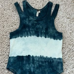 We The Free by Free People Blue and Off White Tank Top, Size XS, EUC